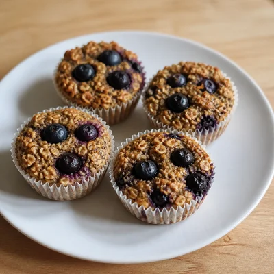Baked Banana Oatmeal Cups with Blueberries