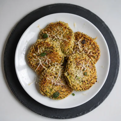 Cheesy Garlic Quinoa Courgette Fritters