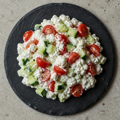 Cottage Cheese with Cucumber and Tomato