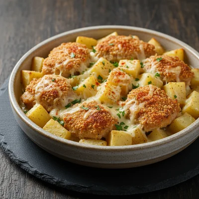 High Protien Garlic Parmesan Chicken and Pototes Bake