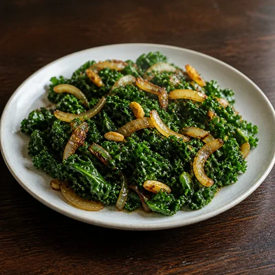 Kale With Caramelised Onions and Garlic