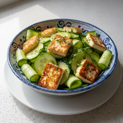 Mediterranean Halloumi Cucumber Salad