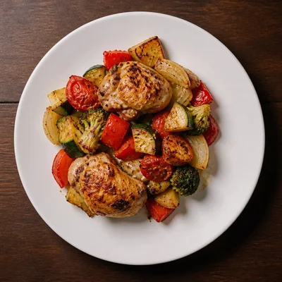 One Pan Roasted Chicken & Veggies