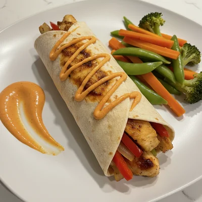 Protein-Packed Honey Chicken Wrap with Spicy Mayo & Mixed Veg